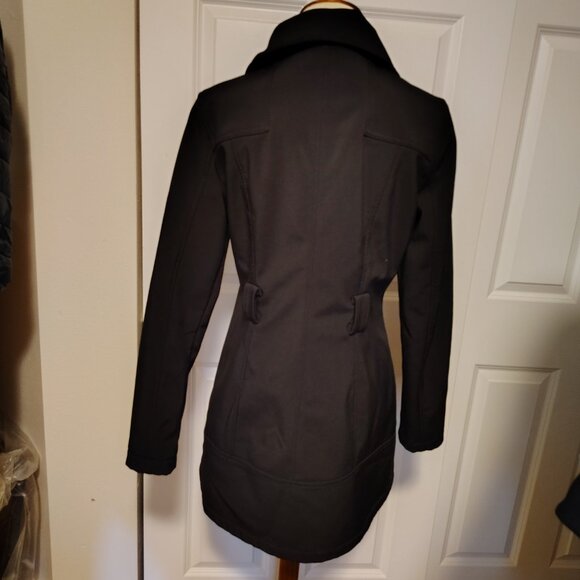 Guess Black Asymmetrical Zip Black MOTO Fitted Jacket Pea Coat Size Small - Picture 4 of 15